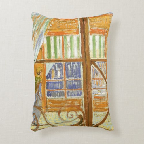 A Pork Butchers Shop Window by Vincent van Gogh Accent Pillow