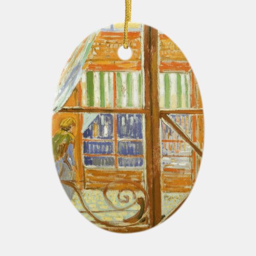 A Pork Butchers Shop Window by Vincent van Gogh Ceramic Ornament