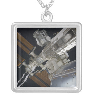 A portion of the International Space Station 3 Silver Plated Necklace