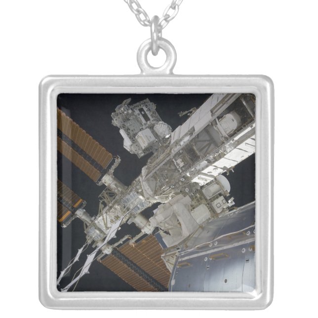A portion of the International Space Station 3 Silver Plated Necklace (Front)