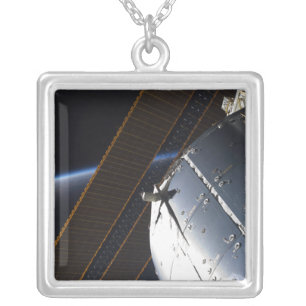 A portion of the International Space Station Silver Plated Necklace