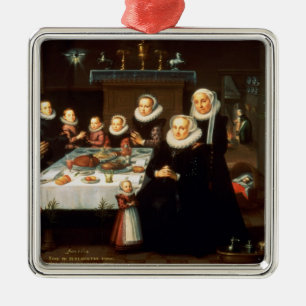 A Portrait of a Family saying Grace Before a Meal Metal Ornament
