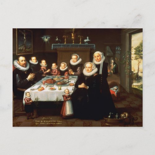 A Portrait of a Family saying Grace Before a Meal Postcard