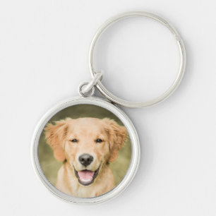 A Portrait Of A Golden Retriever Puppy Keychain