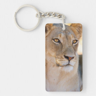 A portrait of a Lioness looking into the distance Keychain