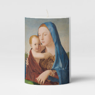 A Portrait of Mary and Baby Jesus Pillar Candle