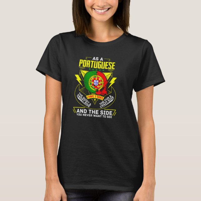 A Portuguese 3 Sides Portugal Flag Portuguese T-Shirt (Front)