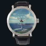 A Positive Outlook on Life / ©Seascape Watch<br><div class="desc">This design features a background of an original photographic work depicting a beautiful coastline with a blue sky and white clouds, accompanied by an inspiring message in the center: "ALWAYS LOOK ON THE BRIGHT SIDE OF LIFE" in typographic art. This phrase conveys an optimistic attitude towards life - no matter...</div>