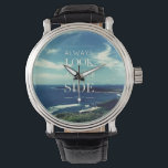 A Positive Outlook on Life / ©Seascape Watch<br><div class="desc">This design features a background of an original photographic work depicting a beautiful coastline with a blue sky and white clouds, accompanied by an inspiring message in the center: "ALWAYS LOOK ON THE BRIGHT SIDE OF LIFE" in typographic art. This phrase conveys an optimistic attitude towards life - no matter...</div>