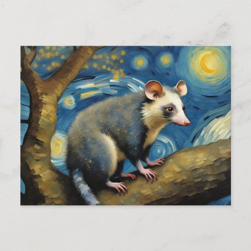 A Possum in the Starry Night Postcard