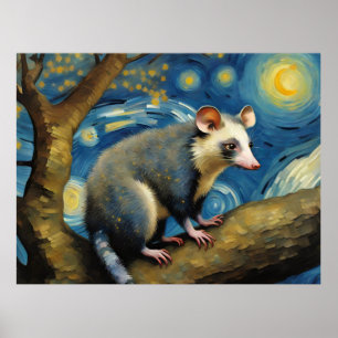 A Possum in the Starry Night Poster