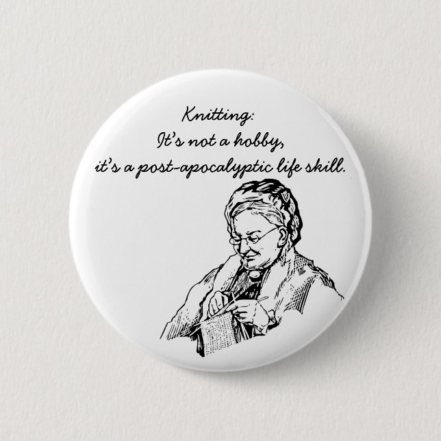 A post-apocalyptic life skill button (Front)