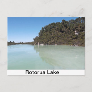 A postcard of a beautiful lake in Rotorua