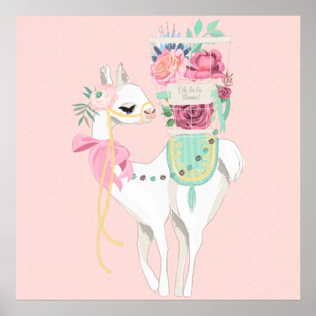 A poster with beautiful flowers and llama (Front)