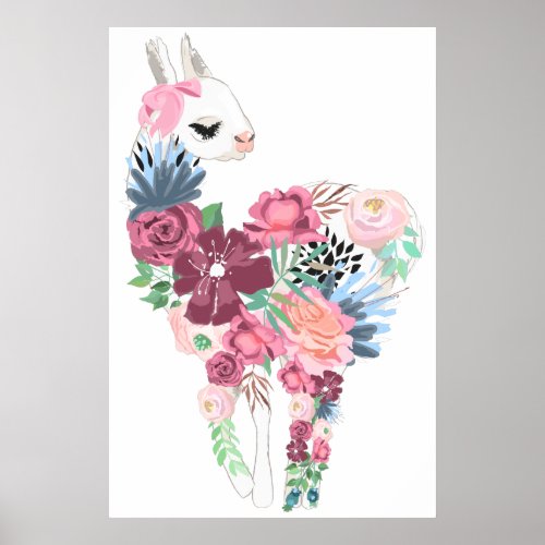 A poster with beautiful flowers llama