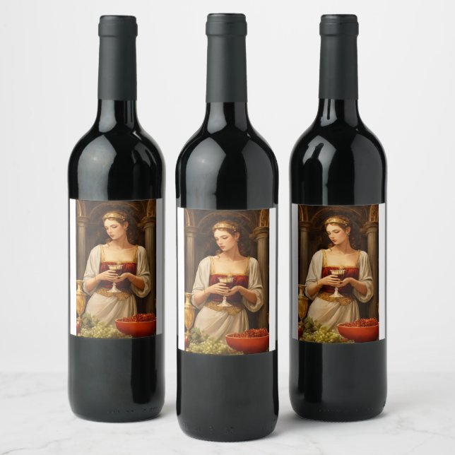 A power woman standing with wine wine label (Bottles)