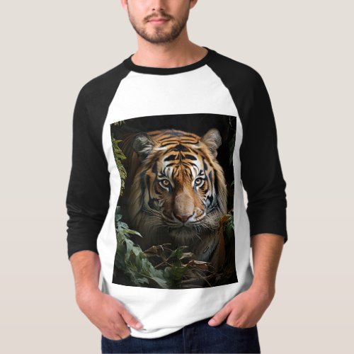A powerful tiger prowling through the jungle  T_Shirt