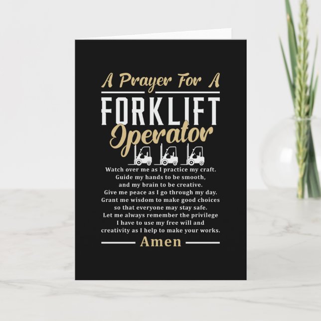A Prayer For A Forklift Operator Forklift Driver Card (Front)