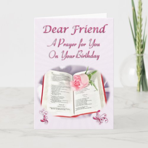 A prayer for a friend on her Birthday Card