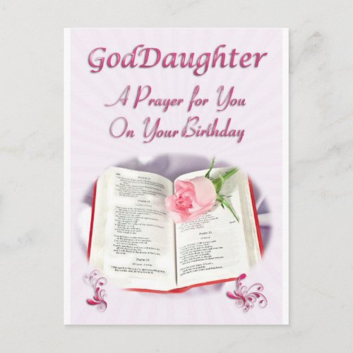 A prayer for a Goddaughter on her Birthday Postcard