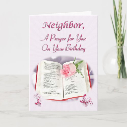 A prayer for a neighbor on her Birthday Card