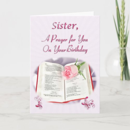 A prayer for a Sister on her Birthday Card