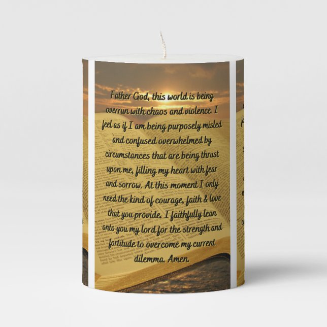A Prayer For Daily Peace Pillar Candle (Front)