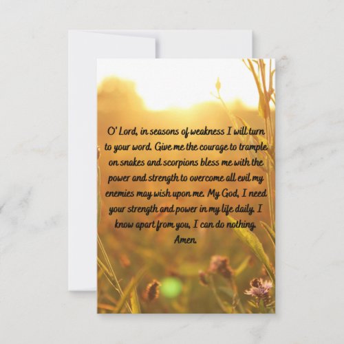A Prayer For Daily Strength Flat Greeting Card