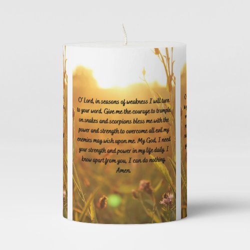 A Prayer For Daily Strength Pillar Candle