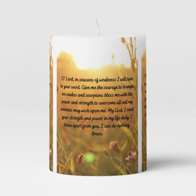 A Prayer For Daily Strength Pillar Candle (Front)