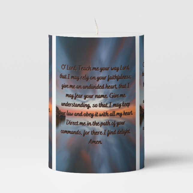 A Prayer For Faith & Knowledge Pillar Candle (Front)