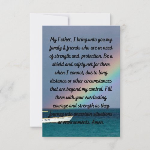 A Prayer For Family  Friends Flat Greeting Card