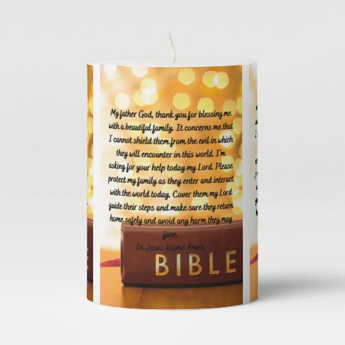 A Prayer For Family Protection Pillar Candle