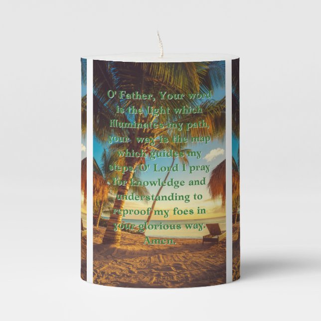 A Prayer For Guidance & Peace Pillar Candle (Front)