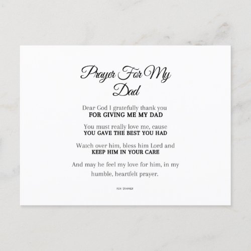  A Prayer for My Dad Postcard