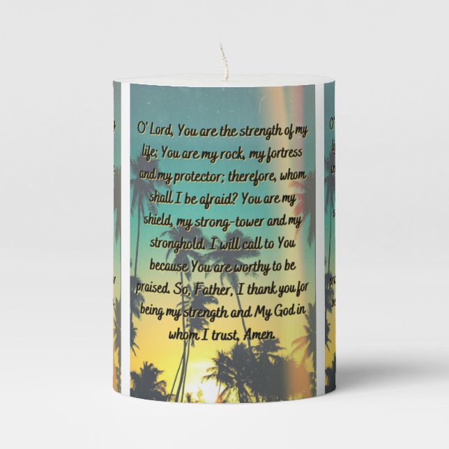 A Prayer For Peace & Strength Pillar Candle (Front)