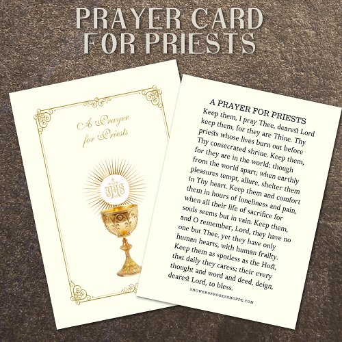 A PRAYER FOR PRIESTS CATHOLIC RELIGIOUS PLACE CARD