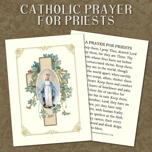 A PRAYER FOR PRIESTS CATHOLIC RELIGIOUS PLACE CARD