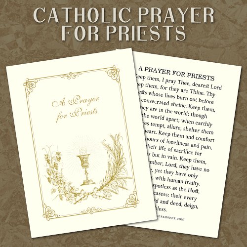 A PRAYER FOR PRIESTS CATHOLIC RELIGIOUS PLACE CARD