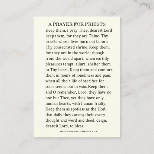 A PRAYER FOR PRIESTS CATHOLIC RELIGIOUS PLACE CARD | Zazzle