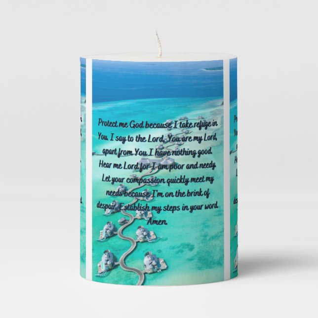 A Prayer For Protection & Peace Pillar Candle (Front)