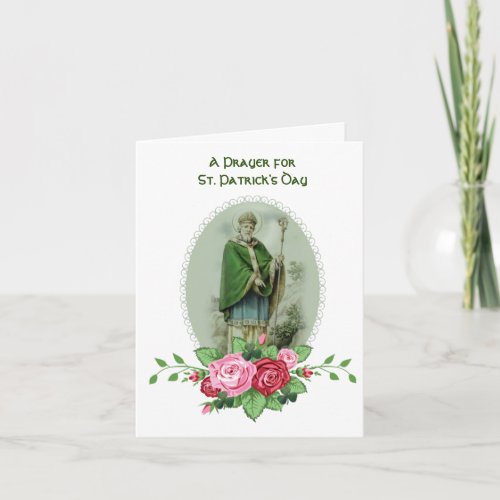 A Prayer for St Patricks Day Shamrocks Roses Holiday Card