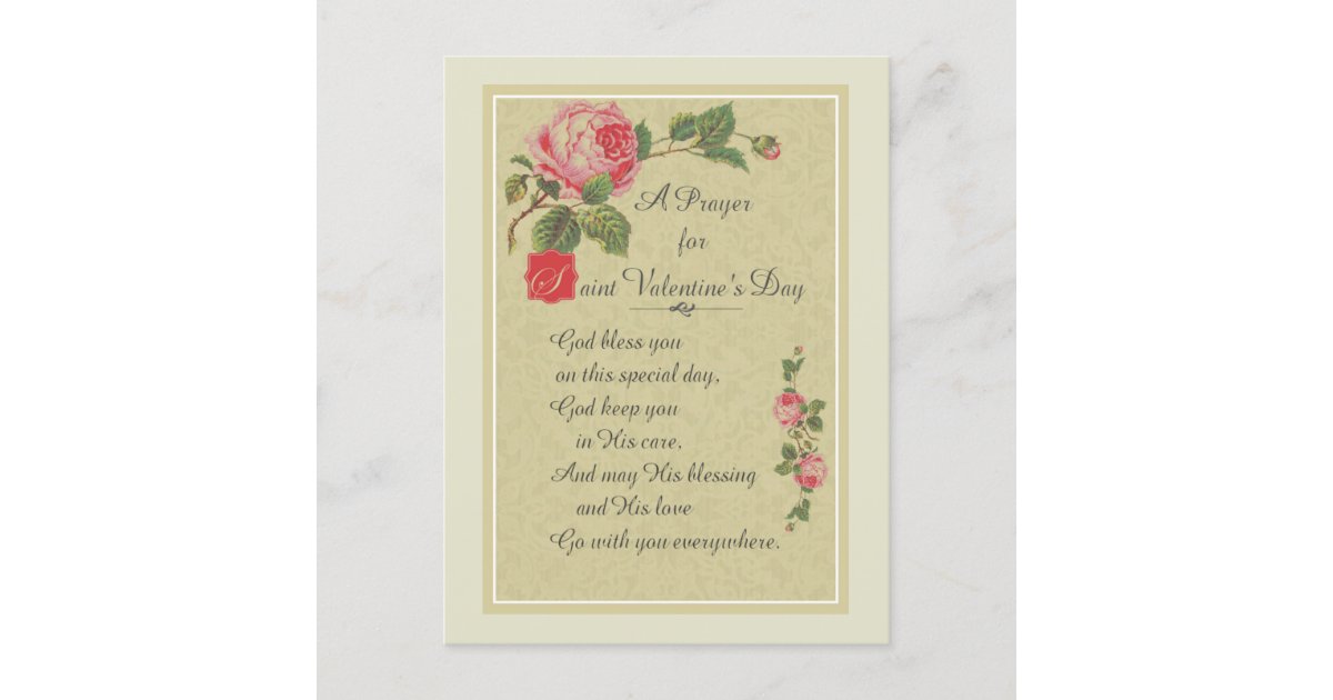 A Prayer for St. Valentines Day Holiday Postcard | Zazzle.com