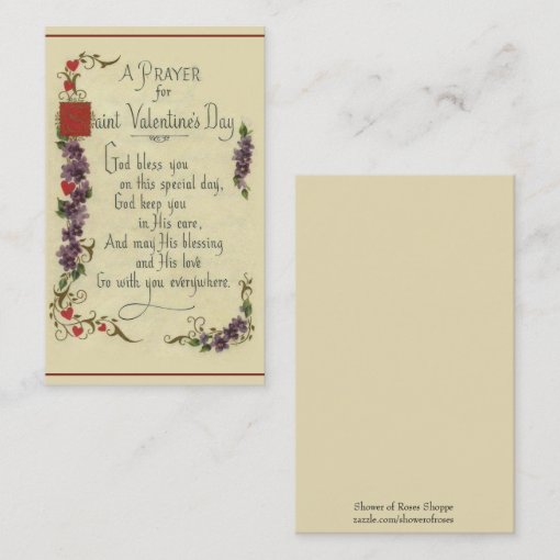 A Prayer for St. Valentines Day Holy Cards | Zazzle