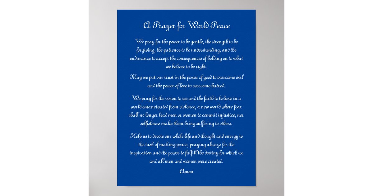 A Prayer for World Peace Poster Zazzle