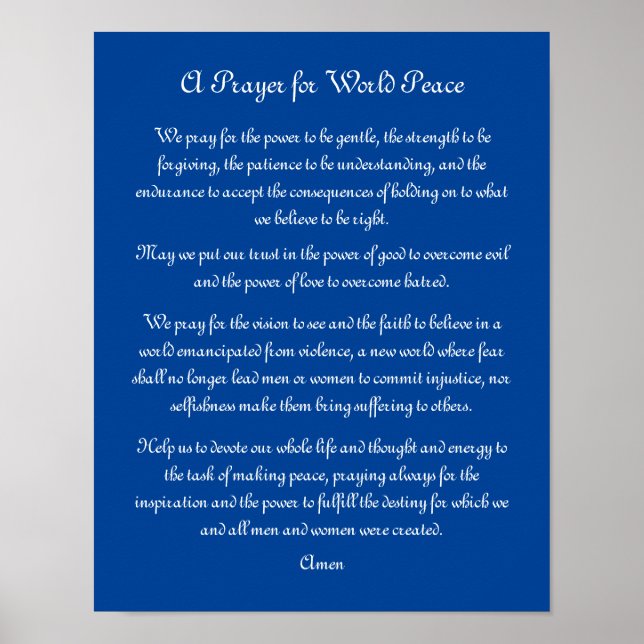A Prayer for World Peace Poster (Front)