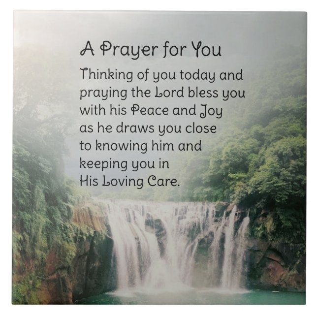 A Prayer For You Beautiful Nature Waterfall  Ceramic Tile (Front)