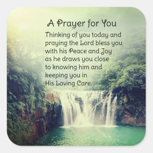 A Prayer For You Beautiful Nature Waterfall Square Sticker