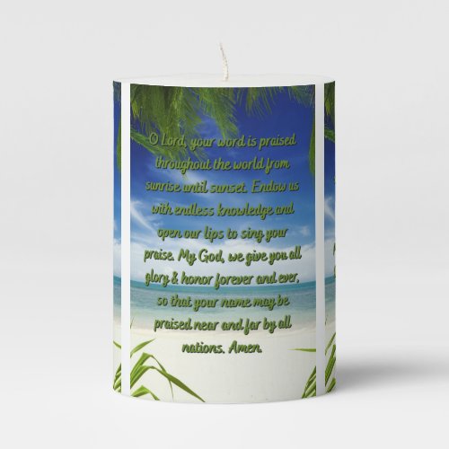 A Prayer Giving God Glory Pillar Candle