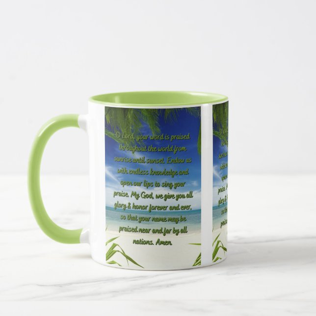 A Prayer Giving God Glory Two-Tone Mug (Left)